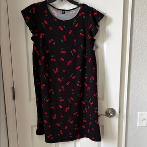 SHEIN Curve dark dress  with red Cherry Print